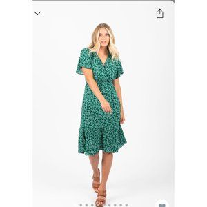 Piper & Scoot Green floral midi dress